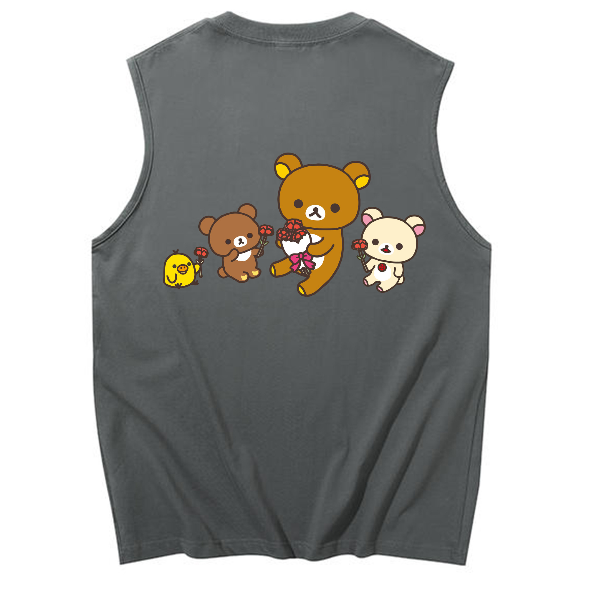 （画像用） リラックマ リラックマ キイロイトリ Rilakkuma Korilakkuma Kiiroitori コットン100％タンクトップ（背面プリント）